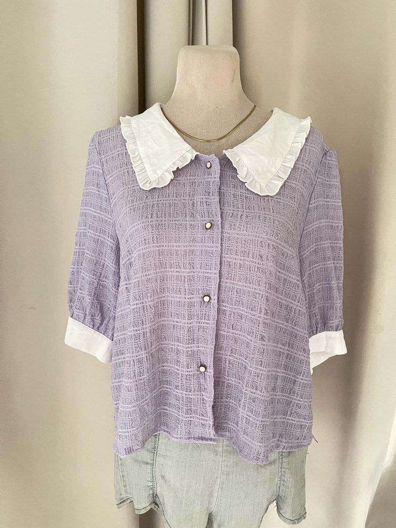 premium semicrop button down (Category: Blouses) located in Cainta. Submitted by zlove111 (Listing ID 1458092202, Image 1). Description: no issue xl loose style boxy .