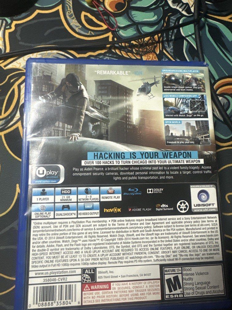 PS4 GAME WATCHDOGS (Category: PlayStation) located in Manila. Submitted by duduballs07 (Listing ID 1458086584, Image 2). Description: Played only a few times. Purchased via Datablitz.