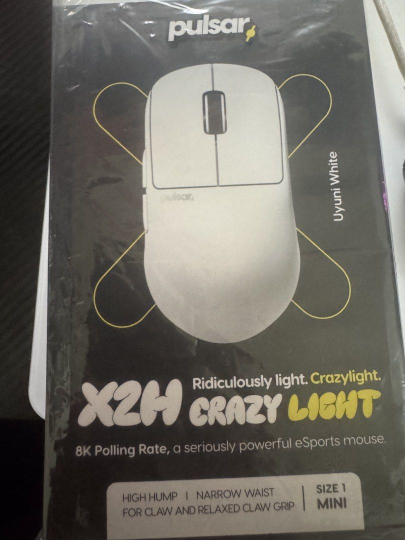 Pulsar X2H Crazylight Mini Uyuni White Gaming Mouse (Category: Mouse & Mousepads) located in Manila. Submitted by ramski12345 (Listing ID 1457908149, Image 1). Description: Dop july 2026 under 2 year warranty from date of purchase Bnew sealed Replacement/warranty mouse from pulsar Bought from amazon Will keep the defective mouse.