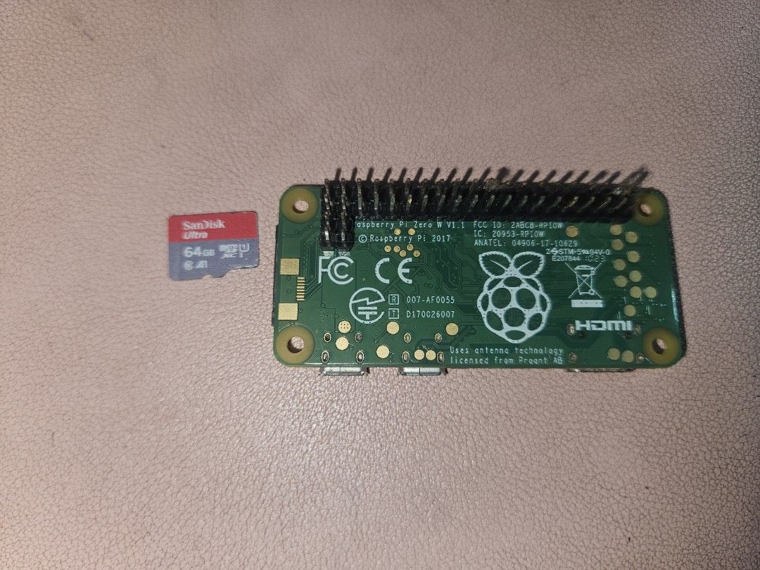 RASPBERRY PI ZERO W (Category: Computer Parts) located in Quezon City. Submitted by kondethzoe55343 (Listing ID 1458017715, Image 2). Description: Key Specs & Features Processor: 1GHz Single-Core CPU RAM: 512MB Connectivity: Built-in 802.11 b/g/n Wi-Fi & Bluetooth 4.1 (BLE) Ports: Mini HDMI, Micro-USB OTG port, and Micro-USB power port Includes: 1x Raspberry Pi Zero W board, 1x SanDisk 64GB MicroSD card (formatted/cleared) Condition: 9/10 — Mint 