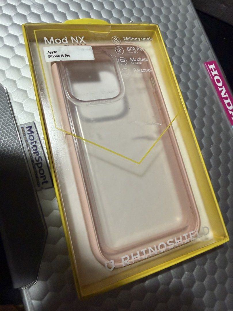 Rhinoshield Blush Pink iPhone 14 Pro Case (Category: Cases & Sleeves) located in Pasig City. Submitted by cedzvalencia (Listing ID 1457994478, Image 2). Description: Unused iPhone 14 Pro Case Rhinoshield Mod MX - Blush Pink For Sale: ₱1,500 Orig Price: ₱2,490.