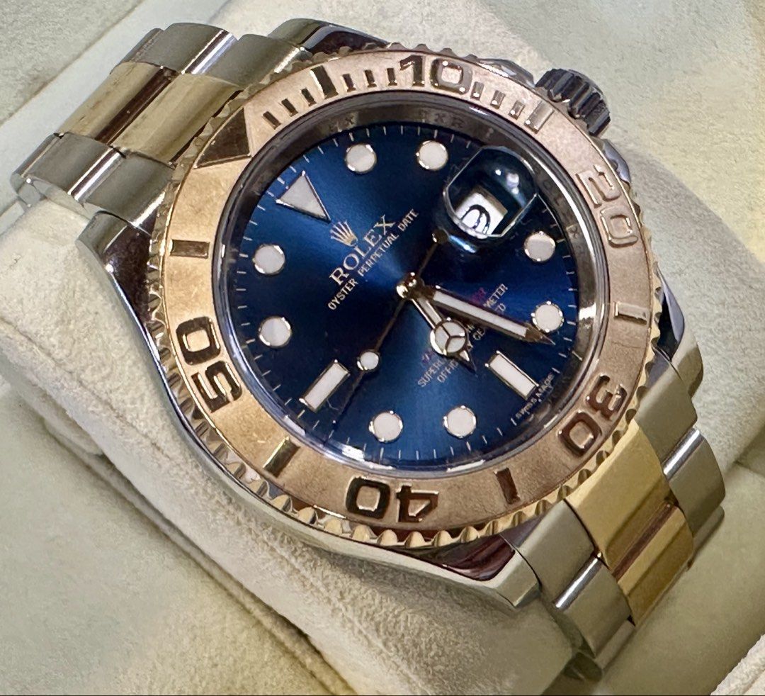 Rolex Yachtmaster Twotone Blue Dial (Category: Luxury Watches) located in Mandaluyong City. Submitted by princedward (Listing ID 1457960835, Image 2). Description: Rolex Yachtmaster Twotone Blue Dial Reference 16623 40mm Engraved Rehaut Random Serial (2011 up) Watch only with pouch 9/10 condition 638k only.