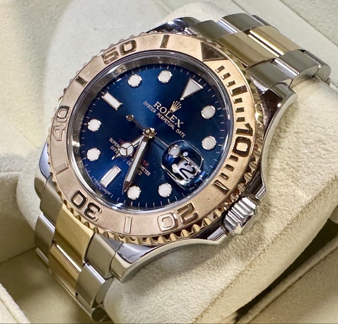 Rolex Yachtmaster Twotone Blue Dial (Category: Luxury Watches) located in Mandaluyong City. Submitted by princedward (Listing ID 1457960835, Image 3). Description: Rolex Yachtmaster Twotone Blue Dial Reference 16623 40mm Engraved Rehaut Random Serial (2011 up) Watch only with pouch 9/10 condition 638k only.