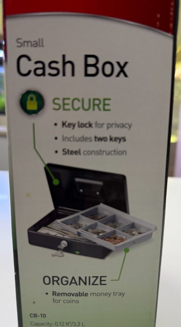 SentrySafe Small Cash Box CB-10 (Category: Safe) located in Muntinlupa City. Submitted by gerry.castro (Listing ID 1457921213, Image 2). Description: - SentrySafe small cash box, model CB-10 - Perfect for organizing coins and collectibles - Includes a key for security - Note: Not fireproof or waterproof.