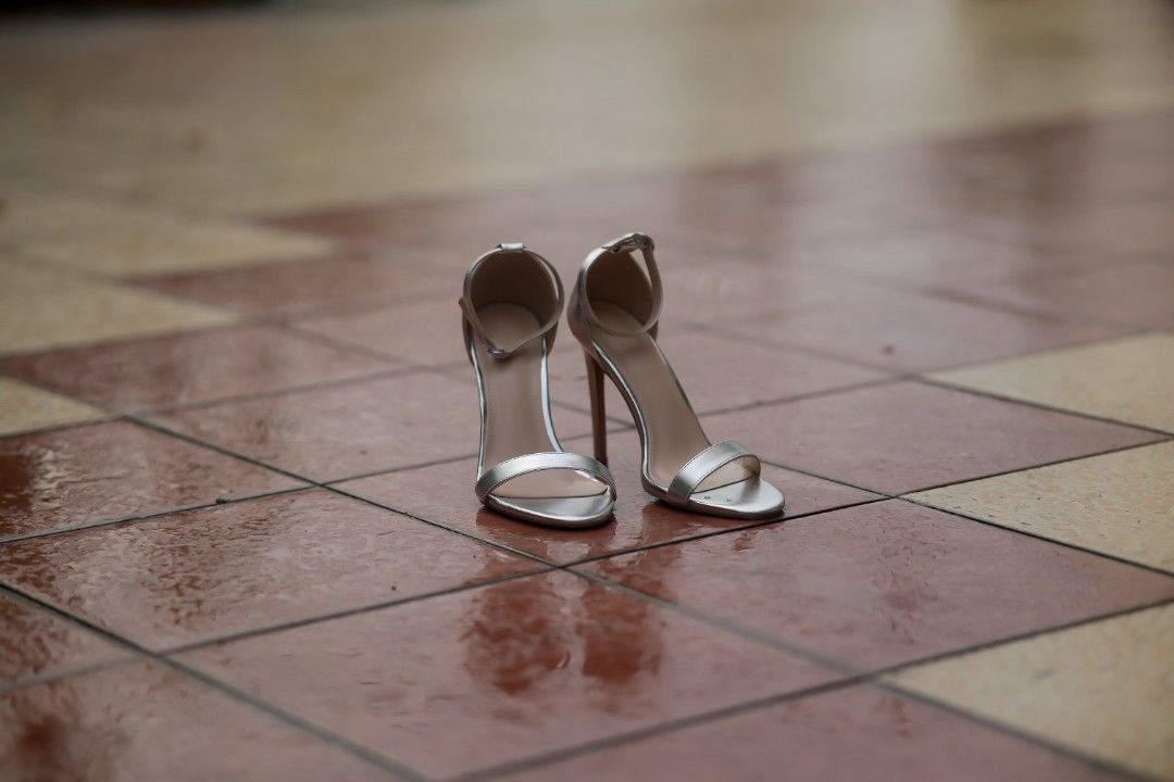 Silver Ankle Strap Stiletto Heels (Category: Heels) located in Tabaco. Submitted by d.allyza (Listing ID 1458001025, Image 2). Description: Silver Strappy Stiletto Heels • Elegant silver strappy heels with a sleek, minimalist design • Thin ankle strap with adjustable buckle • Open-toe style with a classic stiletto heel • Size: EU 41 • Used only once for a debut • Excellent condition — no damage or visible defects • Carefully kept and still in gre