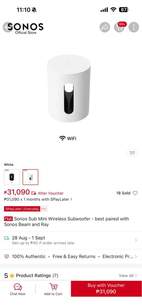 Sonos Sub Mini Wireless Subwoofer (Category: Soundbars, Speakers & Amplifiers) located in Paranaque City. Submitted by rwnmri (Listing ID 1457925373, Image 3). Description: .