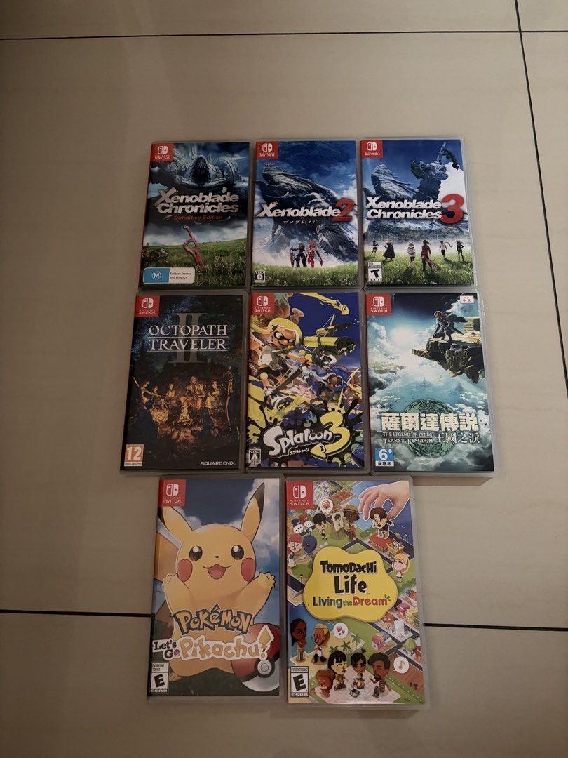 switch game (Category: Nintendo) located in Georgetown. Submitted by yeohchiajie (Listing ID 1458015839, Image 1). Description: ✅ Xenoblade Chronicles 1 - 110🐴 ✅ Xenoblade Chronicles 2 - 140🐴 ✅ Xenoblade Chronicles 3 - 120🐴 ✅ Octopath Traveler II - 120🐴 ✅ Splatoon 3 - 130🐴 ✅ Tears of the Kingdom - 130🐴 ✅ Let‘s Go, Pikachu! - 110🐴 ✅ tomodachi life - 140🐴 Meet-up (Penang / Bukit Mertajam) pos need (+10).