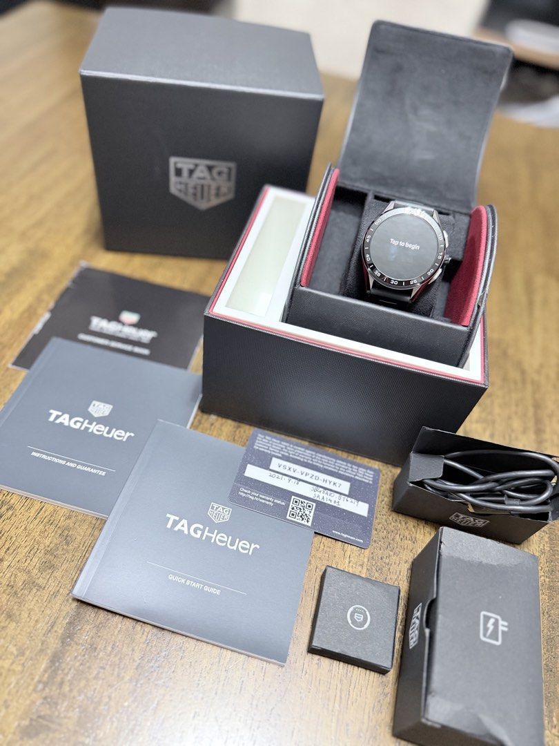 Tag Heuer Connected Caliber E3 45MM (Category: Luxury Watches) located in Quezon City. Submitted by christineboller (Listing ID 1457986970, Image 1). Description: Tag Heuer Connected Caliber E3 45MM Steel sapphire crystal watch Model SBG8A10.BT6219 Both for sports, casual and business watch. Water resistance: 50m Touch screen Case: Steel Fixed ceramic bezel Rubber strap material in black Buckle folding clasp Steel push buttons Battery capacity: 4