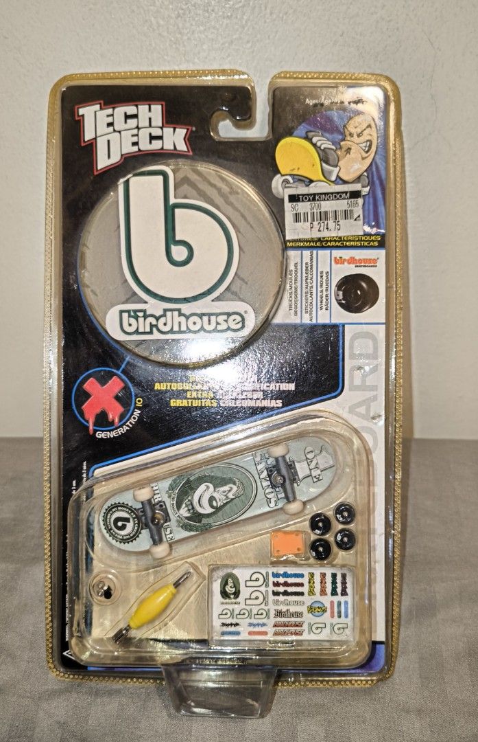 Tech Deck Birdhouse Fingerboard Toy Kingdom Series (Category: Action & Battle Toys) located in San Juan City. Submitted by nagd. (Listing ID 1458034408, Image 1). Description: - Birdhouse Tech Deck fingerboard - Toy Kingdom series - Includes stickers - Extra wheels included - Comes with a tool - Great for collecting or playing Product Details Brand: Tech Deck (X-Concepts / Birdhouse Skateboards) Miniature fingerboard with graphic, extra wheels, t