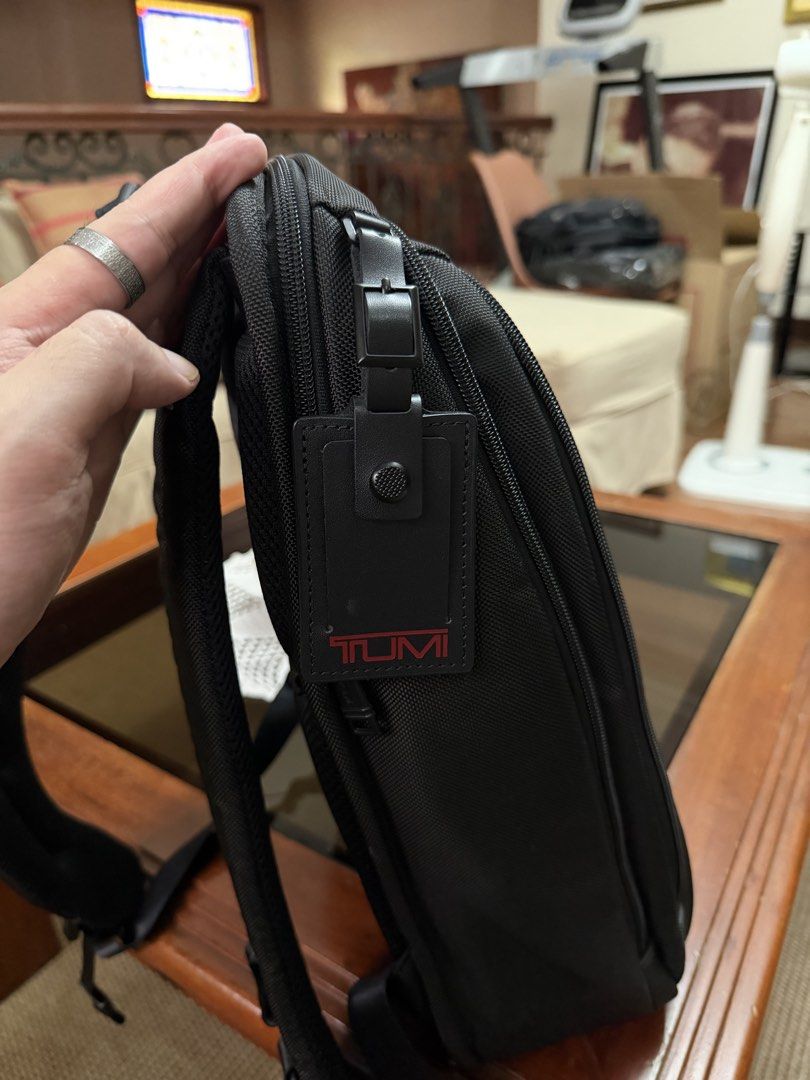 TUMI Alpha 3 Slim Backpack (Category: Luxury Bags & Wallets) located in Quezon City. Submitted by jeof_04 (Listing ID 1458045092, Image 3). Description: Authentic (Bought in Tumi Podium) Condition: 9.8/10 (Barely used) SRP: 41,990 Patch can be customized/personalized RFS: Upgrade.