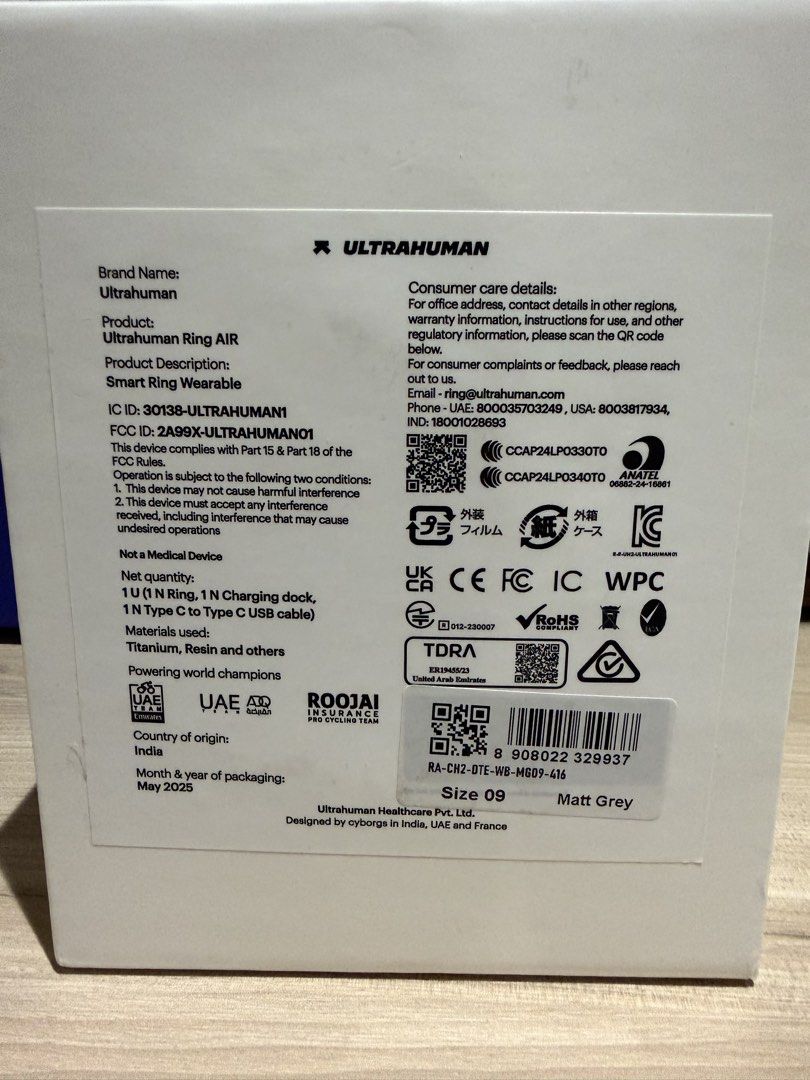 Ultrahuman Ring Air Smart Ring Matt Grey Size 09 (Category: Health Monitors & Weighing Scales) located in Quezon City. Submitted by docalvindeaqs (Listing ID 1457993324, Image 3). Description: - Ultrahuman Ring Air smart ring - Color: Matt Grey - Size: 09 - Accurately measures sleep and recovery - Provides actionable daily health insights - Materials: Titanium, Stainless steel, and others - Includes: 1x Ring, 1x Charging dock, 1x Type C to Type C