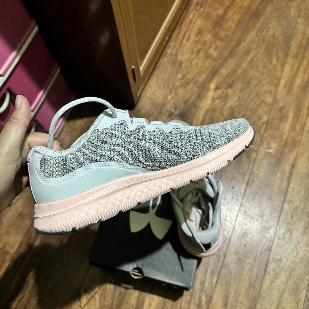 Under Armour W Charged Impusle 3 Knit (Category: Sneakers) located in Makati City. Submitted by jinger_21 (Listing ID 1457918015, Image 2). Description: With box Looks good as new Size 9 Gray Pink Php 2,000 (fixed price) plus shipping fee Mode of payment: Gcash Maya GoTyme.