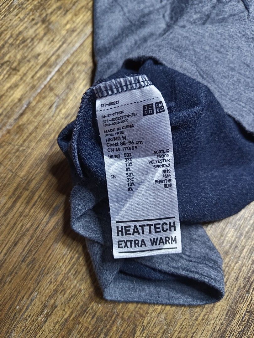 Uniqlo HEATTECH Extra Warm medium mens (Category: Longsleeves) located in Mandaluyong City. Submitted by heatgear (Listing ID 1458022003, Image 3). Description: - Uniqlo HEATTECH Extra Warm Long-Sleeved Shirt - Color: Grey Marl - Size: Medium (M) - Material: Acrylic, Rayon, Polyester, Spandex - Ideal for layering in cold weather - Provides excellent warmth and comfort - Made in China chest 88-96cm 170/95 350 + sf location mandaluyong.