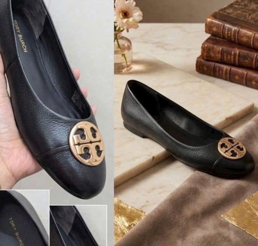 US7 PREORDER TORY BURCH FLATS 1118 (Category: Flats & Sandals) located in Las Pinas. Submitted by clickonlineshoppe (Listing ID 1457960180, Image 1). Description: ✅BPI / GCASH ✅SHIPPING FEE TO BE SHOULDERED BY THE BUYER. 🟡VIA GRAB/LALAMOVE OR LOCAL COURIER (FOR PROVINCIAL ADDRESS) 🟡NO COD 🟡NO SHOPPEE CHECKOUT - Classic Tory Burch ballet flats - Black pebbled leather - Iconic gold double T logo on toe - Comfortable slip-on style - Versatile for