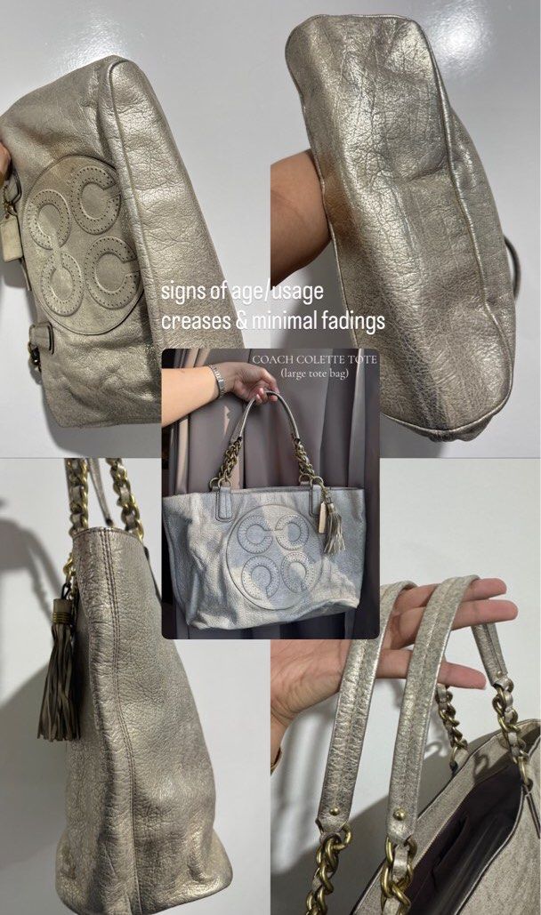 VINTAGE COACH COLETTE TOTE BAG LARGE (Category: Luxury Bags & Wallets) located in San Francisco. Submitted by wisetimepieces (Listing ID 1453672942, Image 2). Description: 📌LAST PRICE POSTED!!! Issues are indicated on the second photo Tote bag in large size Very spacious Has creed & hangtag Signs of age/usage only (creases & fading on body) Message me directly for more photos 📍Agusan del Sur, Mindanao.
