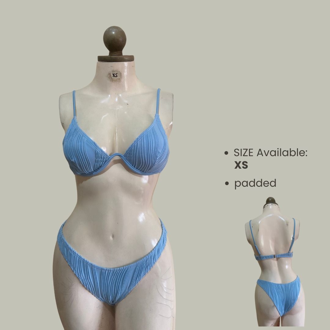 XS blue textured swimsuit with underwire (Category: Bikinis & Swimsuits) located in Bacoor. Submitted by hijasph (Listing ID 1457918094, Image 1). Description: BRAND NEW Available: xs Payment: ✅ g.cash/ b.ank Transfer DELIVERY/SHIPPING: ✅ J&T.