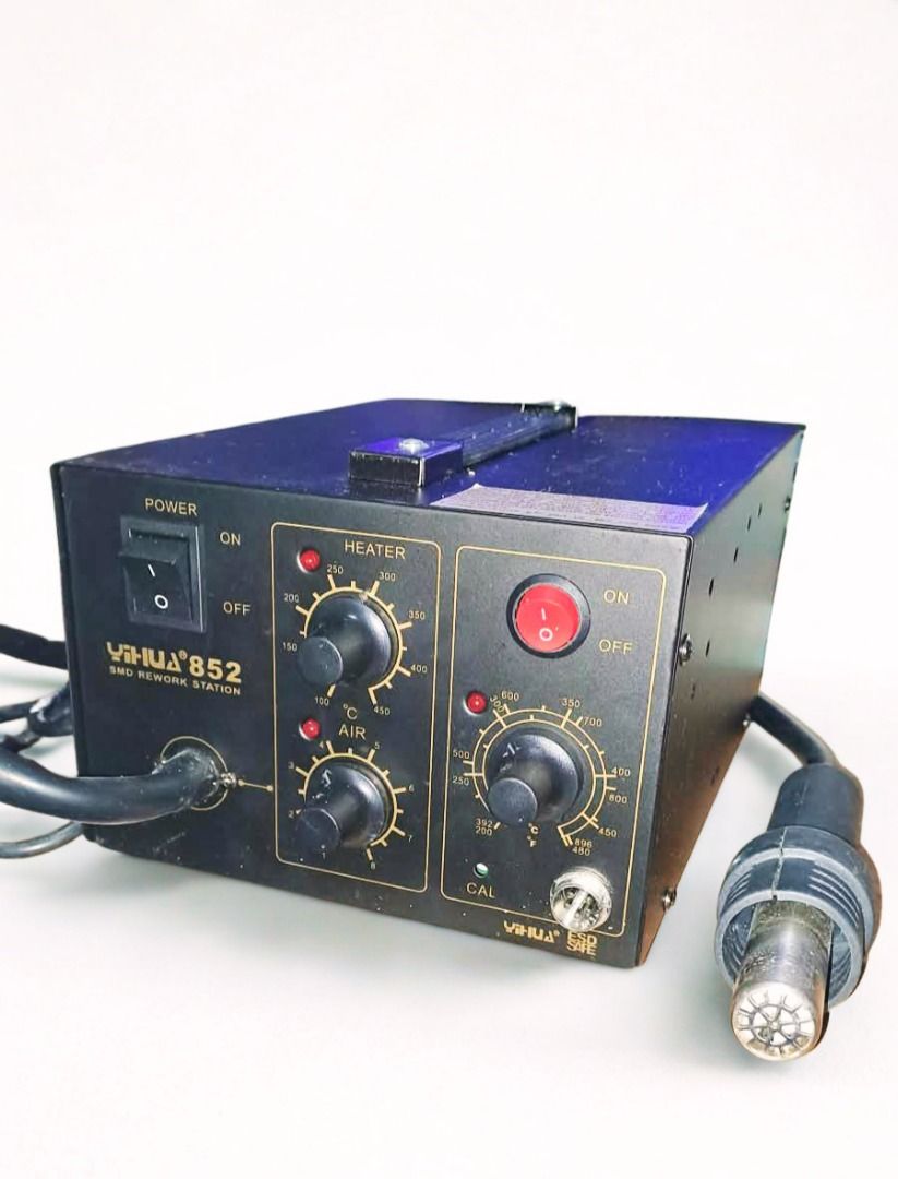 YIHUA 852 SMD Rework Station (Category: Industrial Equipment) located in Caloocan City. Submitted by mathewmaru03 (Listing ID 1458052786, Image 1). Description: RUSH SALE I've had this for quite some time, but it has never been used. It has simply been stored and kept unused. Perfect for electronics repair, PCB/SMD work, soldering, desoldering, and DIY projects.