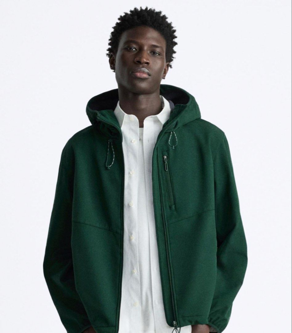 Zara DNWR Green Hooded Zip-Up Technical Jacket for Men (Category: Coats, Jackets and Outerwear) located in San Fernando. Submitted by fastfurious18 (Listing ID 1458051163, Image 3). Description: ZARA HOODED TECHNICAL JACKET (Men) ❤️Like new. Worn ONCE. 📏Size: Euro L, US L, Mex 42 🚚 Shipping c/o buyer 🏷️ P2,000 💯 Authentic. Bought at Zara SM Megamall ✅Green hooded jacket made of compact technical fabric. ✅Hood with adjustable drawstring and lo