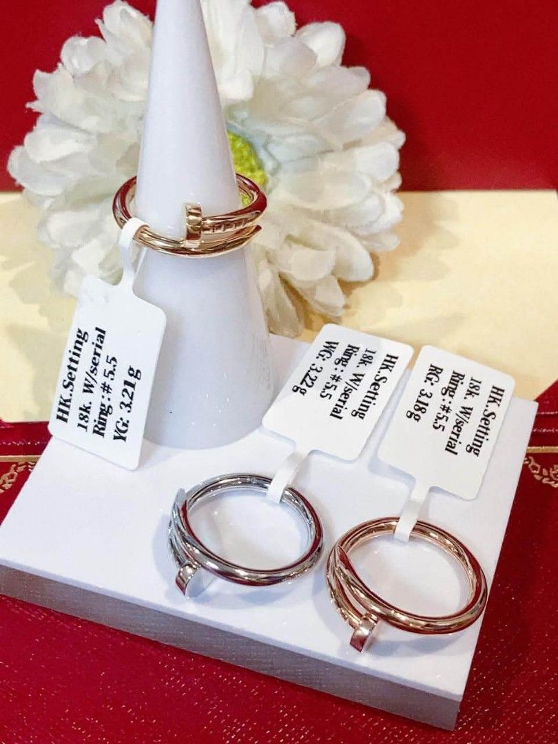 18k HongKong setting gold nail ring (Category: Rings) located in Manila. Submitted by bhelgoldseller2ndaccount (Listing ID 1458138475, Image 2). Description: New!!✨New!!✨New!! 18k HongKong setting Gold 9000/g 💯pawnable/naisasanla 💯with high appraisal rate 💯good investment 💯Direct supplier price 👉OPEN for resellers 🌺please take time to evaluate their actual sizes and grams 👉Best panggift for all occasions ✅ Sold per grams not per piece Kya 