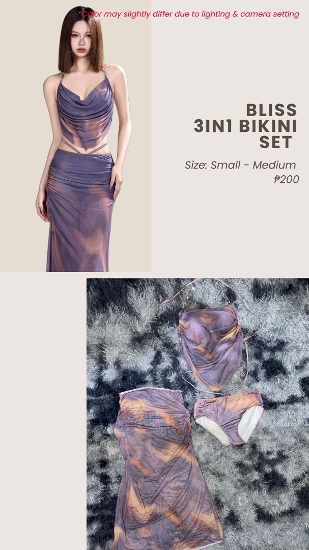 3-in-1 Bikini Set with Skirt (Category: Bikinis & Swimsuits) located in Davao. Submitted by jessy2031 (Listing ID 1458239807, Image 2). Description: Check photo for complete details.
