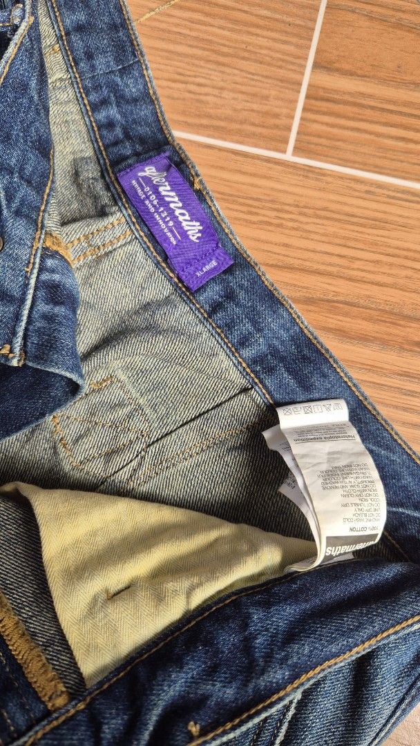 Aftermaths Baggy Denim Jeans - Size XL (Category: Jeans) located in Iloilo. Submitted by heyjay10 (Listing ID 1458125018, Image 3). Description: - Baggy denim jeans from Aftermaths - Size XL - Distressed look with patches and paint splatters - Unique buckle strap at the back for adjustable fit - Amekaji Vibes Waist - 17 inch 33-34 Rise -13 inch Length- 40 inch Leg opening - 9 inch .