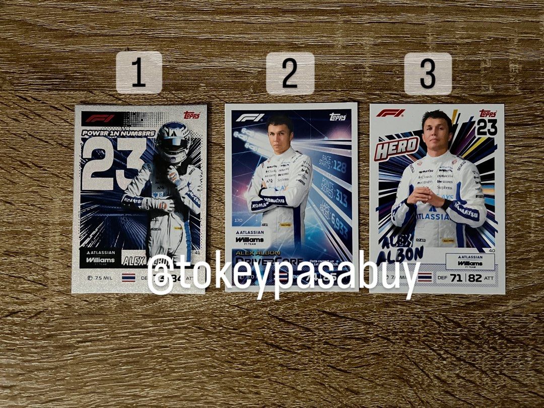 ALEX ALBON F1 CARDS (Category: Raw Singles) located in Paranaque City. Submitted by tokeypasabuy (Listing ID 1458147896, Image 1). Description: DECLUTTERING 👌 READY TO SHIP 👌 ALEX ALBON F1 CARDS 200 PHP EA MOP: Maribank/Bank Transfers MOD: SCO/JNT DM for Inquiries 😊.