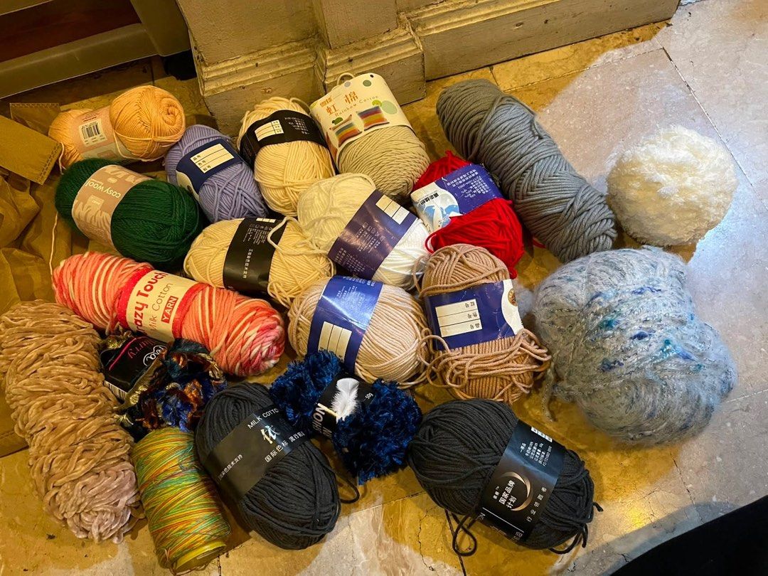 Assorted Yarn for Knitting and Crocheting (Category: Craft Supplies & Tools) located in Caloocan City. Submitted by jeanspants123 (Listing ID 1458142993, Image 1). Description: Assorted yarn: •SOLD PER BAG‼️ • some brand new or unused • some are imported • some used • approximately 1 1/2 kilo each bag • discounted if will buy more than 1 bag .