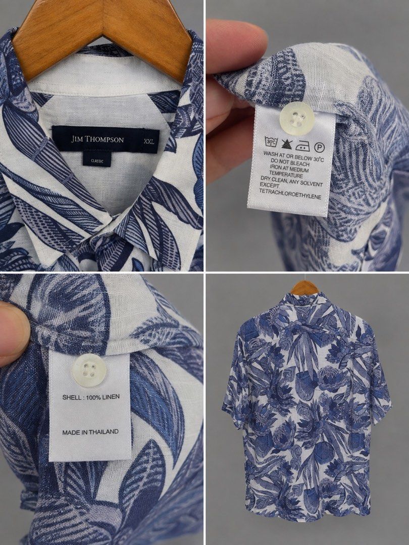 Authentic Jim Thompson Floral Linen Polo (Category: Tshirts & Polo Shirts ) located in Manila. Submitted by socalkid (Listing ID 1458127430, Image 2). Description: Jim Thompson Floral Linen Polo (Blue) Size: XXL 24.5 x 32 Made in Thailand ✅ Like new, used once 💯% Authentic 💵 Price slightly negotiable 🛵 On-hand | Ready to ship ⚠️ Free shipping for purchases of two or more items.