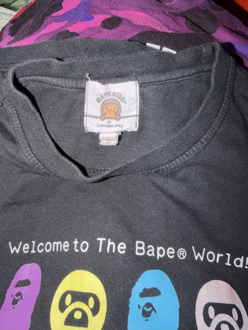 Bape Kids Shirt (Category: Babies & Kids Fashion) located in Pasig City. Submitted by fancytracy (Listing ID 1458155846, Image 2). Description: Armpit to armpit 12 inches Neck to hem 18 inches Disclaimer Can’t guarantee the authenticity since these are hand me downs.