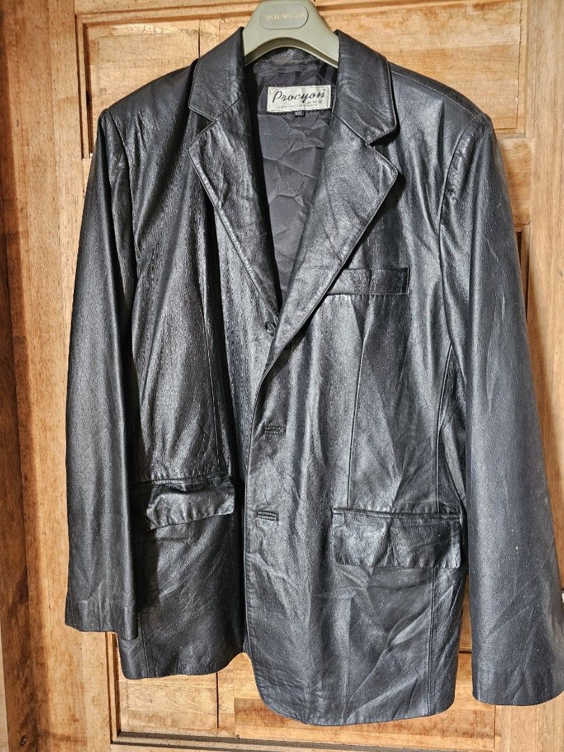 BGSD Men Noah 2-Button Lambskin Leather Blazer (Category: Coats, Jackets and Outerwear) located in Tagbilaran City. Submitted by lugarpogi (Listing ID 1458149936, Image 1). Description: - Classic black lambskin leather blazer - Two-button closure - Notched lapels - Two front flap pockets - Versatile for night out or business casual looks - Ideal for layering.
