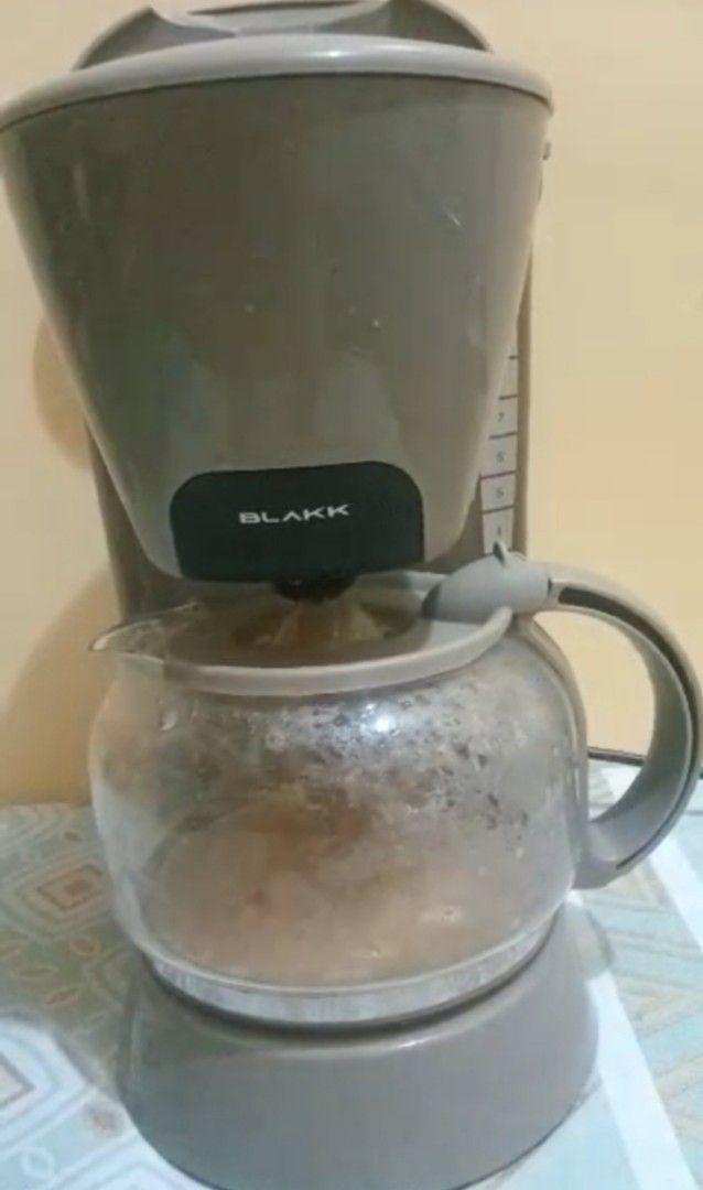 BLAKK Coffee Maker with Glass Carafe (Category: Coffee Machines & Makers) located in Cabuyao City. Submitted by abegail301995 (Listing ID 1458224027, Image 1). Description: - BLAKK Coffee Maker - Includes glass carafe - Shows some signs of use (carafe) - Fully functional - Ideal for your morning coffee.