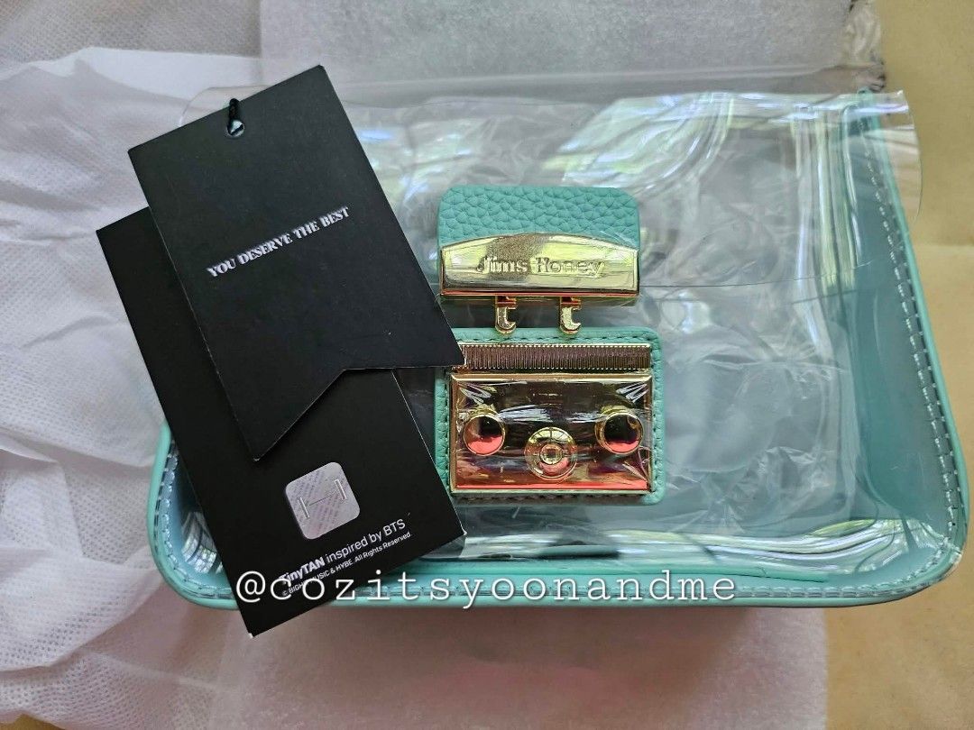 BTS Tiny Tan Magic Door Shoulder/Crossbody Bag (Category: Cross-body Bags) located in Legazpi City. Submitted by cozitsyoonandme (Listing ID 1458237549, Image 3). Description: BTS Tiny Tan Magic Door Shoulder/Crossbody Bag (color: sage; with Jin design) Official/original BTS Tiny Tan merch in collaboration with Jims Honey leather bag brand Brand new/in original packaging/never used On hand and readily available RFS: decluttering and letting go of