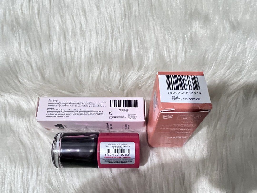 Bundle lip tint (Category: Makeup) located in Mabalacat. Submitted by gracias.tienda (Listing ID 1458223598, Image 3). Description: Bundle BLK, Romand and Etudehouse Swatch only Decluttering Negotiable :) Plus sf.