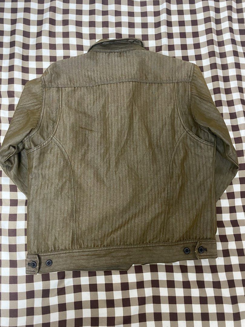 BURTLE JACKET (Category: Coats, Jackets and Outerwear) located in Bulacan. Submitted by rack_yw (Listing ID 1458175942, Image 2). Description: Burtle workwear jacket in an olive herringbone fabric with “Nemoto Company” embroidered on the chest..