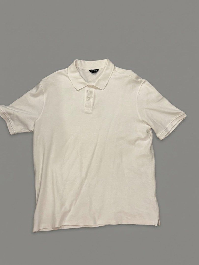 Calliope White Polo Shirt (Category: Tshirts & Polo Shirts ) located in Manila. Submitted by lessstuffstudio (Listing ID 1458161895, Image 1). Description: Calliope White Polo Shirt Size XXL Condition 8/10 Some stains Negotiable if sure buyer It Will be free if you bought 2 or more items.