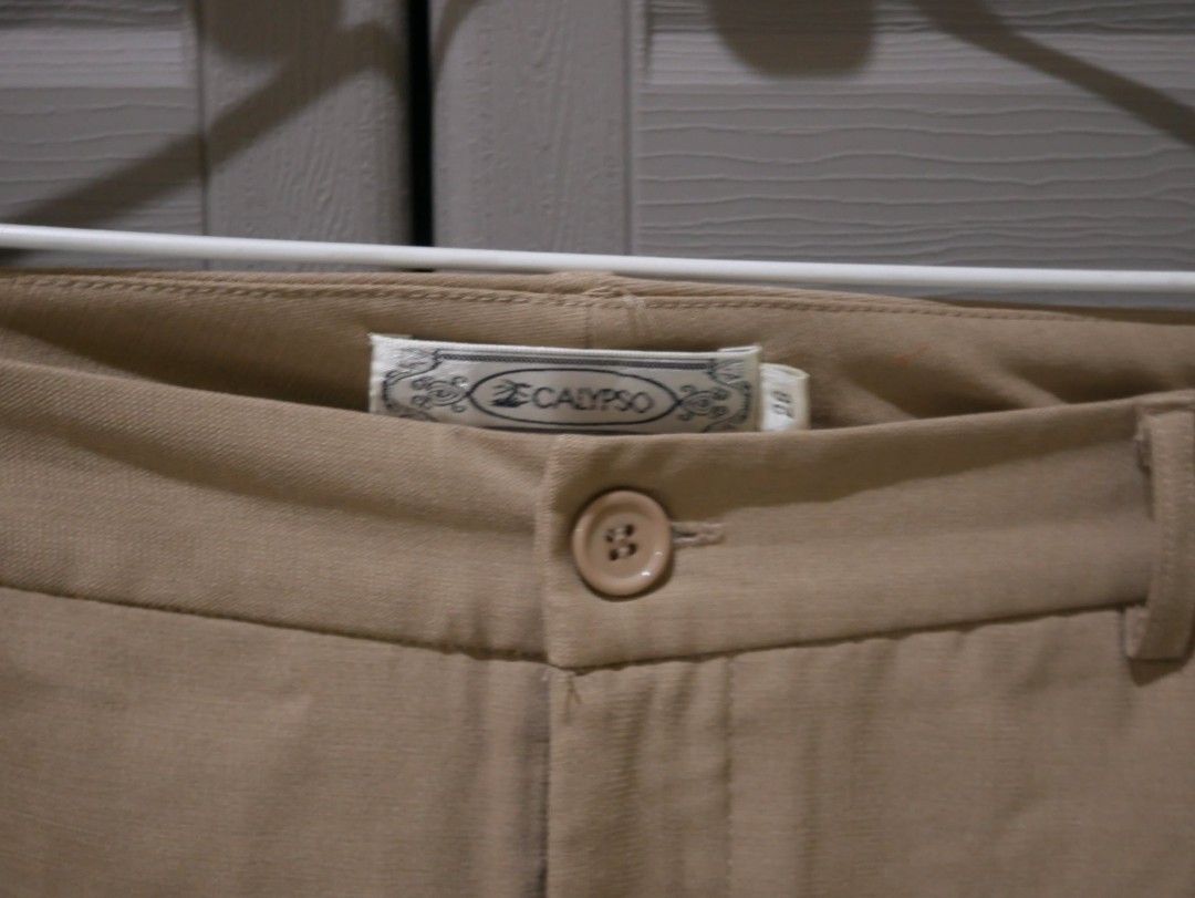 Calypso Beige Chino Pants (Category: Other Bottoms) located in Quezon City. Submitted by buniebuns (Listing ID 1458187827, Image 2). Description: size 28. chino pants for women. bagay for 5flat below women. lalamove/lbc/jnt + sf.
