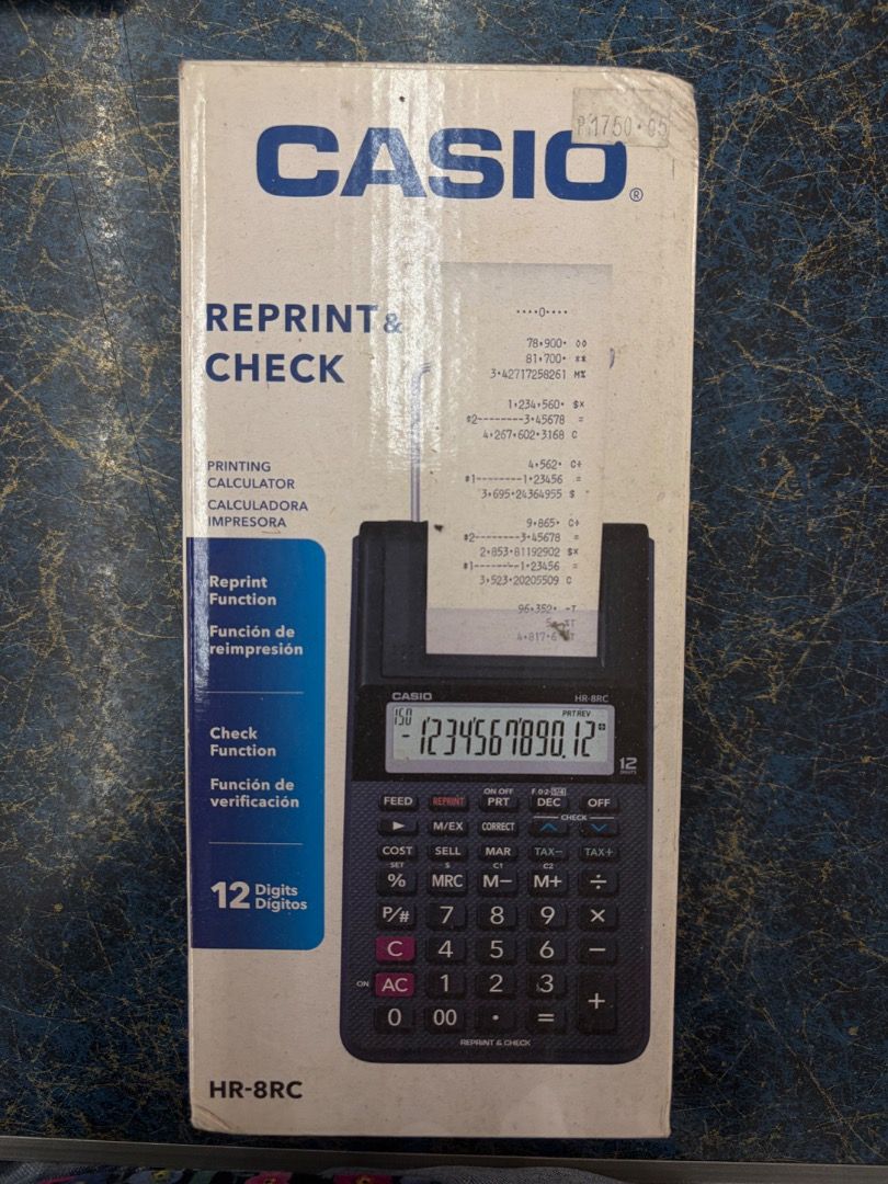 Casio HR-8RC-BK Printing Calculator (Category: Office & Business Technology) located in Batac City. Submitted by vanillabuttercream (Listing ID 1458157624, Image 1). Description: - Casio HR-8RC Printing Calculator - 12-digit display - Features reprint and check functions - Ideal for office or personal use - Comes in original packaging.