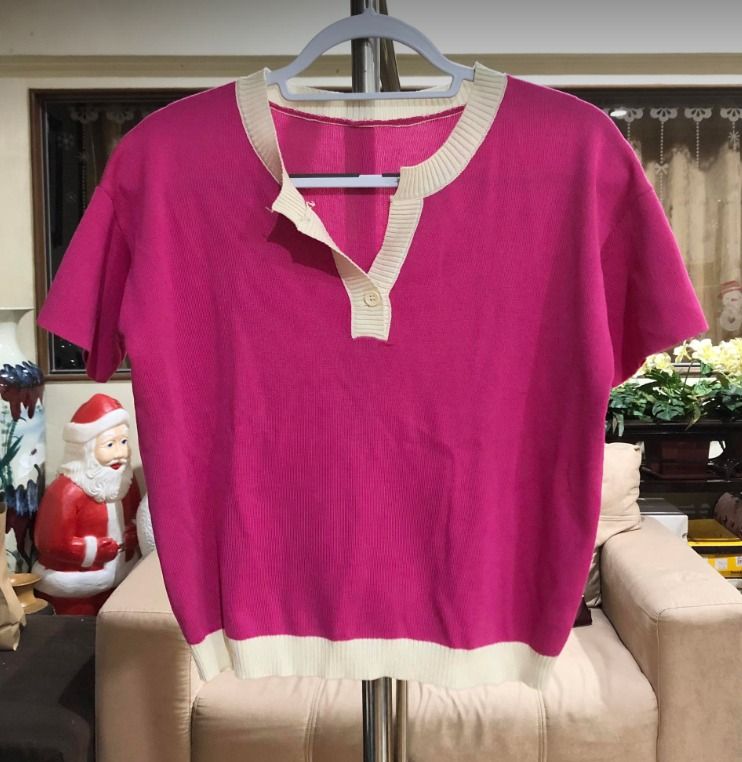 Casual Outfit Pink Coords Set (Category: Sleeveless) located in Mandaluyong City. Submitted by peanutsola (Listing ID 1458146128, Image 1). Description: - Adorable pink knit Terno - Cream trim on collar and hem - Short sleeves - Button detail at neckline - Ribbed texture for a cozy feel - Ideal for casual outfits Top Bust - 53cm Clothing Length - 54cm Sleeve Length - 17cm Shoulder Width - 45cm Collar - 19cm Bottom - Waist - 64cm Outseam - 91cm In