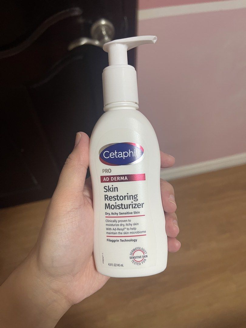 Cetaphil Pro AD Derma Skin Restoring Moisturizer 145ml (Category: Face Care) located in Meycauayan. Submitted by twclvrdahyun (Listing ID 1458194400, Image 1). Description: - Cetaphil PRO AD Derma Skin Restoring Moisturizer - Ideal for dry, itchy, sensitive skin - Clinically proven to help maintain the skin microbiome - Features Filaggrin Technology - Fragrance-free, paraben-free, non-comedogenic, hypoallergenic - Offers quick and long-lasting re