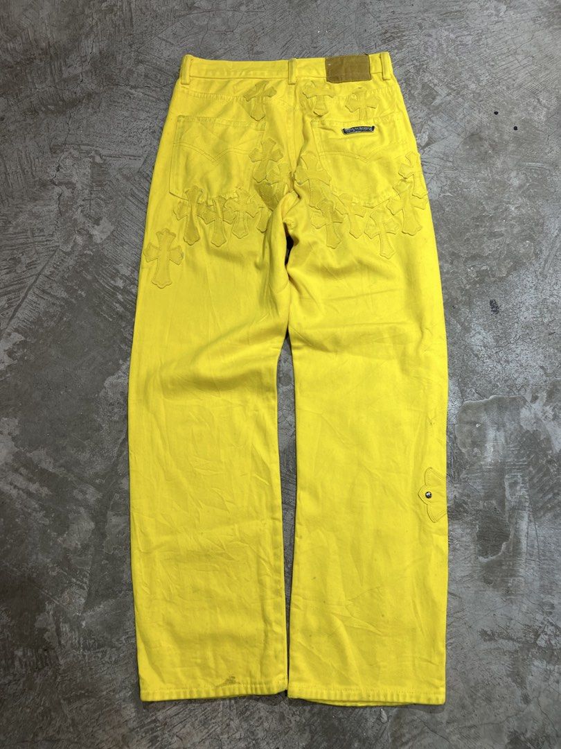 Chrome Hearts Yellow Leather Patch Design Pants (Category: Jeans) located in Manila. Submitted by thriftpoint99 (Listing ID 1458253720, Image 2). Description: 30x40x8.5 Issue need wash only Excellent condition.