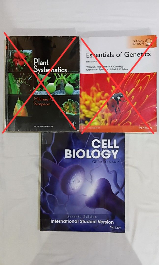 College Biology Textbooks (Category: Textbooks) located in Antipolo. Submitted by imperial_trader (Listing ID 1445921356, Image 3). Description: - RFS: personal emergency *NEGOTIABLE/OPEN TO OFFERS as well - offers will be considered until a deal is made (items are delivered to the buyer and payment is made) SOLD!!! - Plant Systematics - Essentials of Genetics - auto accept price: Php 450 each except for Plant Systematics: Php 250 - good conditio
