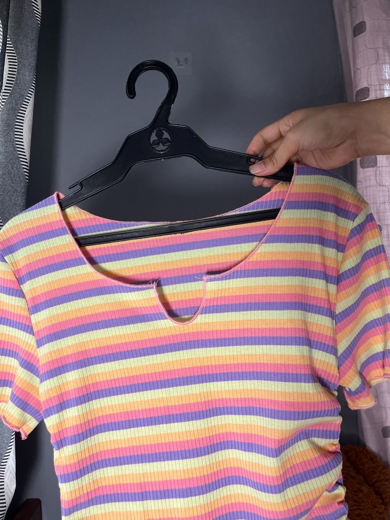 Colorful Knitted Ruched Tie-Crop Top (Category: Others Tops) located in Angeles City. Submitted by ownit_ac (Listing ID 1458209838, Image 2). Description: Already laundered, ready to wear Sale top! Knitted FREE FOR THOSE WHO BOUGHT 2 ITEMS.