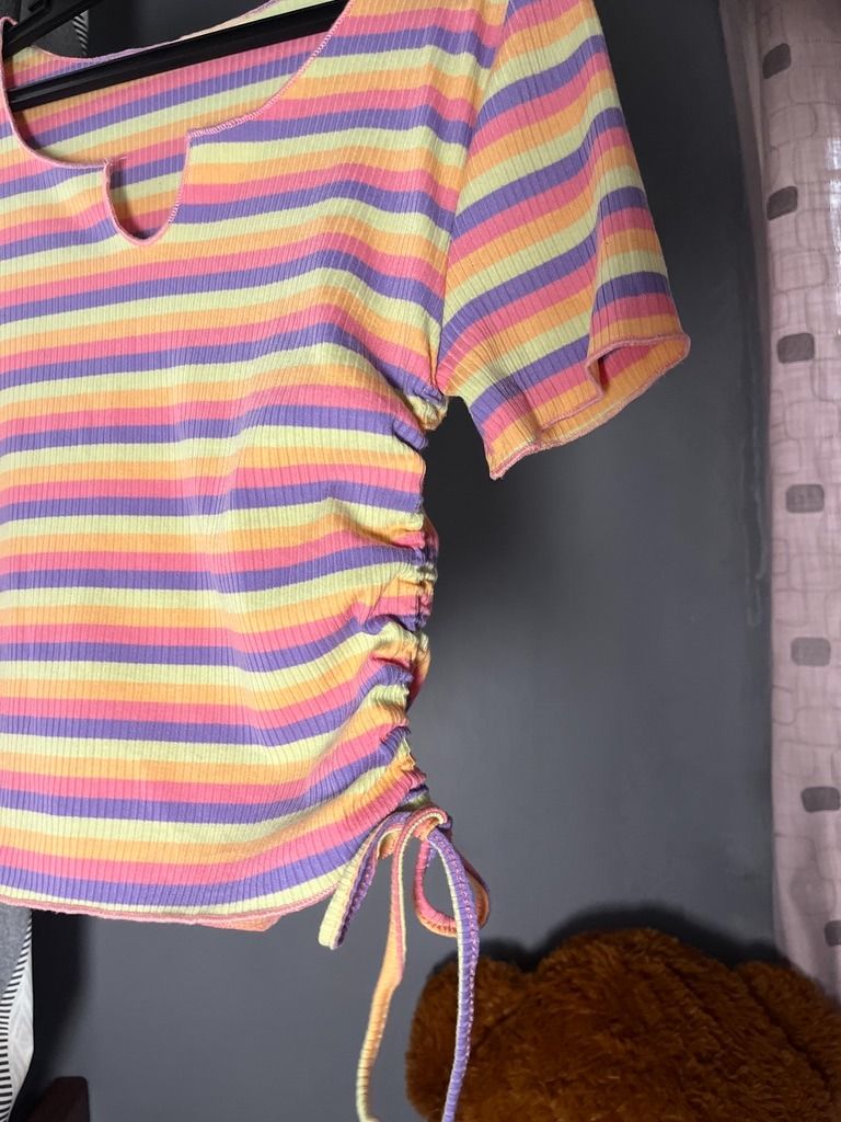 Colorful Knitted Ruched Tie-Crop Top (Category: Others Tops) located in Angeles City. Submitted by ownit_ac (Listing ID 1458209838, Image 3). Description: Already laundered, ready to wear Sale top! Knitted FREE FOR THOSE WHO BOUGHT 2 ITEMS.