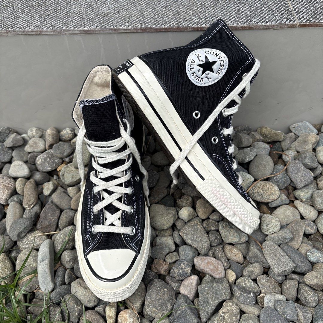 Converse Chuck Taylor All Star 70 High Top Black (Category: Sneakers) located in Dapitan. Submitted by payt3es_thrift. (Listing ID 1458117366, Image 2). Description: - Classic black Converse Chuck Taylor All Star 70 high tops - White laces and sole - Iconic star logo on the side - Size 5.5 men, 7.5 women 24.5 CM - Great for everyday wear -location Dapitan City, Zamboanga Del Norte, Mindanao .
