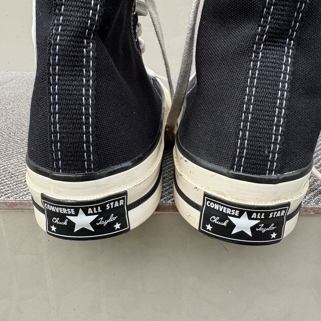Converse Chuck Taylor All Star 70 High Top Black (Category: Sneakers) located in Dapitan. Submitted by payt3es_thrift. (Listing ID 1458117366, Image 3). Description: - Classic black Converse Chuck Taylor All Star 70 high tops - White laces and sole - Iconic star logo on the side - Size 5.5 men, 7.5 women 24.5 CM - Great for everyday wear -location Dapitan City, Zamboanga Del Norte, Mindanao .