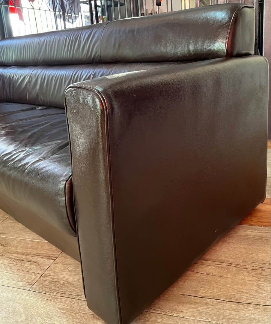 Dark Brown Leather 3-Seater Sofa (Category: Sofas) located in Las Pinas. Submitted by jenny.nogu (Listing ID 1458236671, Image 3). Description: - See to appreciate, located beside Las Piñas Cityhall. - Dark brown 3-seater leather sofa - Better to visit personally before you buy - Comfortable cushioning - Adjustable headrests - Minor signs of wear (normal use) - Ideal for living rooms or common areas - Pickup only.