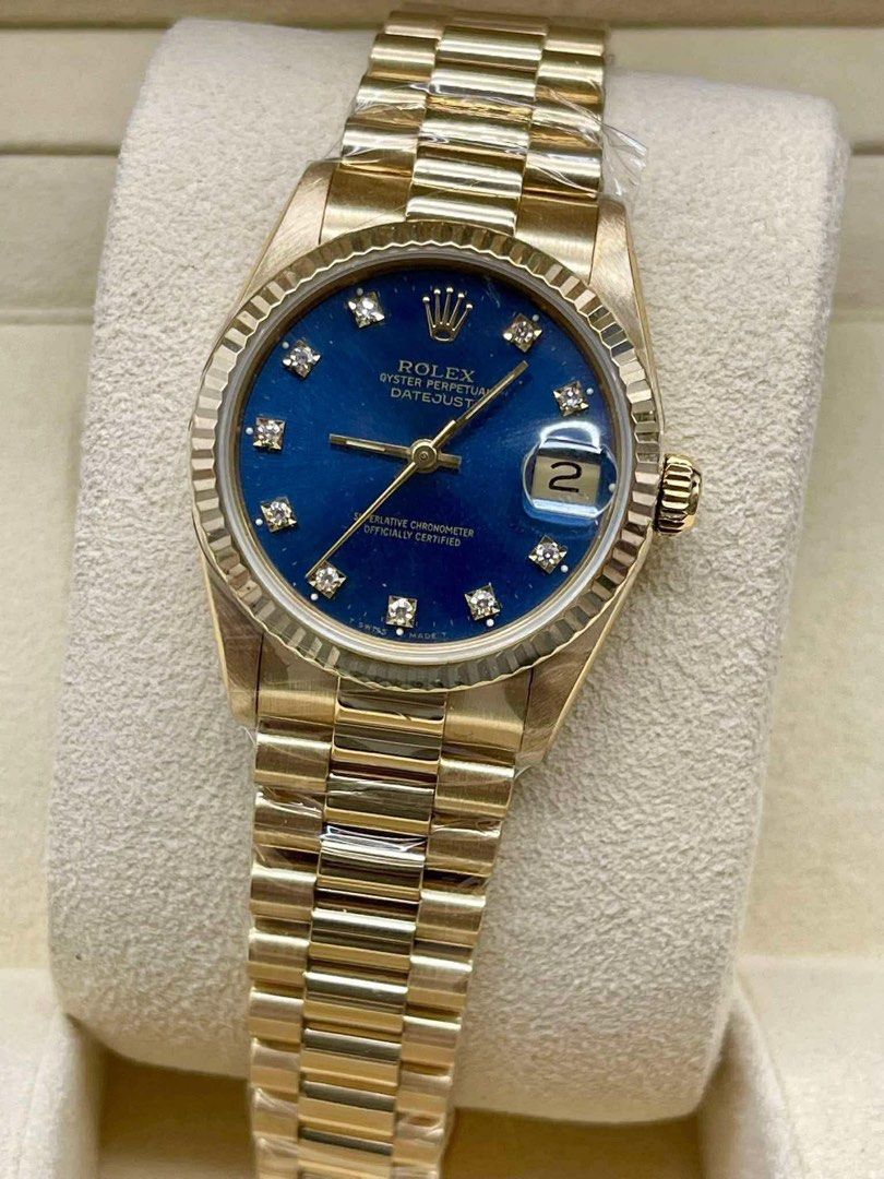 DATEJUST 31 (Category: Luxury Watches) located in Manila. Submitted by cielojamesdywatches (Listing ID 1458119164, Image 1). Description: -DATEJUST 31 BLUE -FULL YELLOW GOLD -FULL SET - ONHAND -NEGOTIABLE .