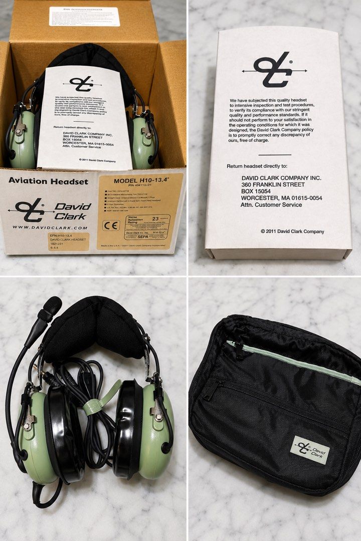 David Clark Aviation Headset Model H10-13.4 (Category: Headphones & Headsets) located in Rizal. Submitted by erikb04 (Listing ID 1458104671, Image 1). Description: - David Clark H10-13.4 Aviation Headset - Comes with original box and carrying pouch - Tested and inspected - Ready for your next flight - Ideal for pilots.