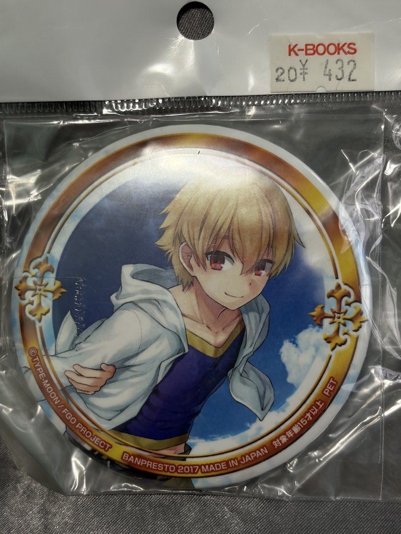 Fate/Grand Order Banpresto Badge 2017 (Category: Character Goods) located in Mandaluyong City. Submitted by cat_master (Listing ID 1458189891, Image 1). Description: - Authentic Banpresto Fate/Grand Order Badge - Year: 2017 - Features a character design - Made in Japan - Brand new, still in original packaging - Ideal collectible for any Fate/Grand Order fan.