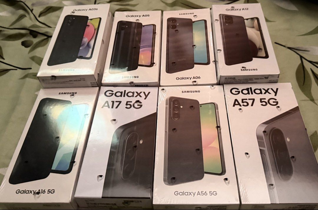 SAMSUNG (Category: Samsung) located in Quezon City. Submitted by jake_labro (Listing ID 1458138882, Image 2). Description: FOR SALE SAMSUNG PHONES BRAND NEW (SEALED) Smart Locked RFS: Retention SAMSUNG A03s (3/32gb): 3k SAMSUNG A05 (4/64gb): 3,500k SAMSUNG A06 (4/64gb): 5k SAMSUNG A12 (4/128gb): 6K SAMSUNG A16 5G (4/128gb): 6k SAMSUNG A17 5G (4/128gb): 8k SAMSUNG A36 5G (8/128gb): 11k (SOLD) SAMSUNG A56 5G (8/128gb): 12k SAMSUNG A57 5G (8/256gb):